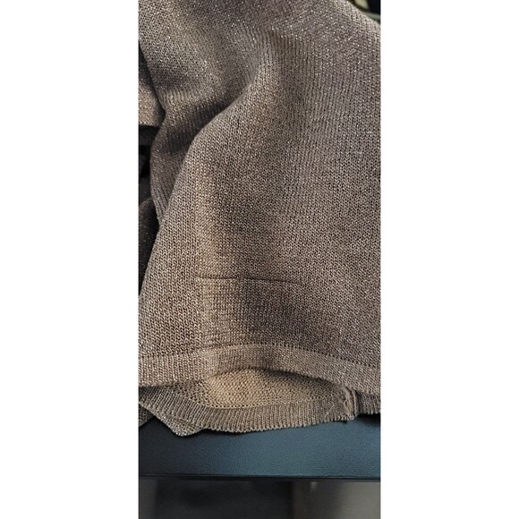 Chico's Womens Sz 1 M Short Sleeve Brown Glitter Metallic Cardigan Career Casual - Picture 7 of 7